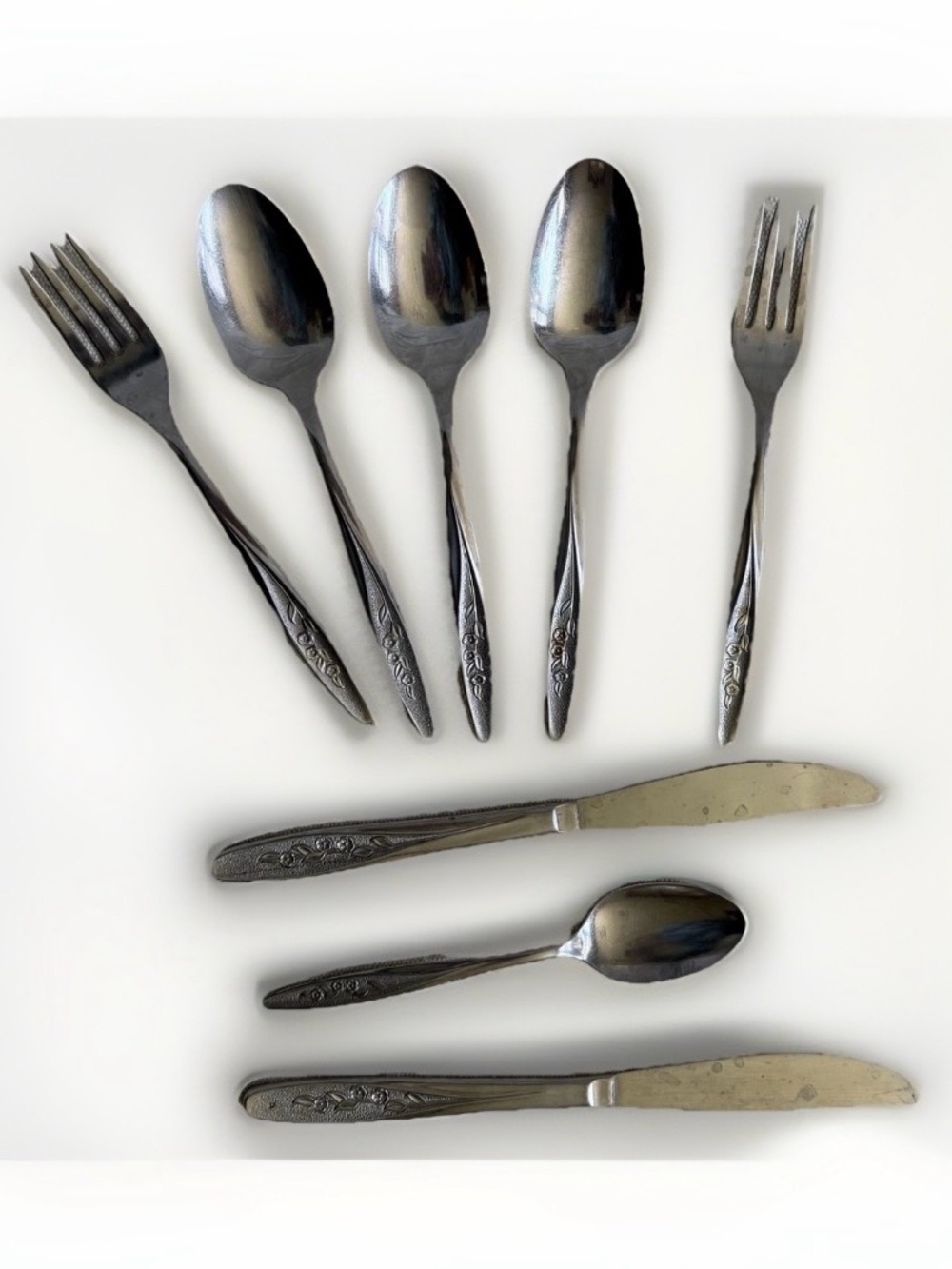 Superior Stainless Steel Radiant Rose Mixed Lot Flatware Spoon Fork Table Knife
